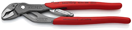 Knipex SmartGrip® Water Pump Pliers with automatic adjustment grey atramentized, with non-slip plastic coating 250 mm 85 01 250