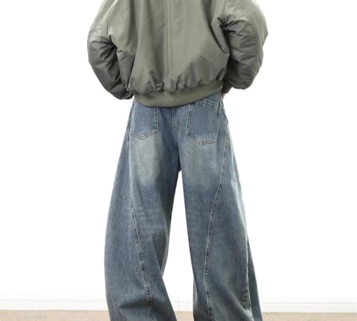 Men Baggy Wide Leg Denim Pants Streetwear Casual Straight Trousers Fashion High Waisted Office Jeans3