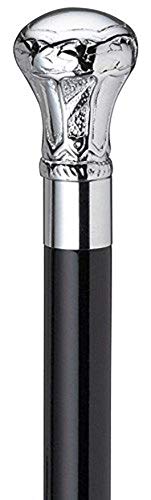 Harvy Canes - Chrome Plated Brass Knob - Walking Cane - 36" - Chrome/Black s