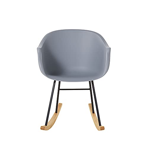 Beliani Modern Scandinavian Rocking Chair Natural Wood Shell Seat Grey Harmony - Image 4