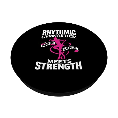 Rythmic Gymnastics Where Grace Meets Strengh Gymnast PopSockets Swappable PopGrip, Black - Image 2