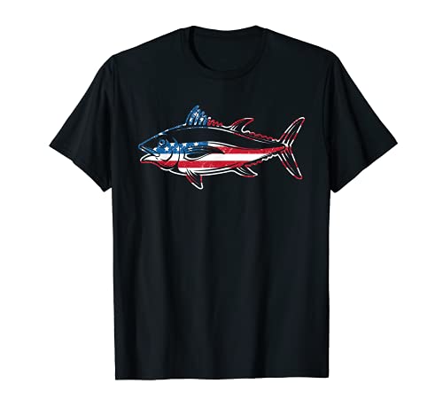 Tuna Fishing American Flag Giant Bluefin Fish Fisherman T-Shirt