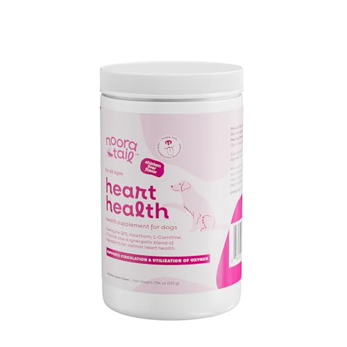 NooraTail Heart Support Supplement for Dogs - L-Taurine, L-Carnitine, EPA and DHA, Coenzyme Q10 - Aids Circulatory Strength, Cardiovascular Support, Heart Muscle Function