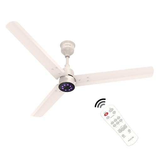 Image of Polycab Wizzy Plus LED 1200mm BLDC Ceiling Fan with Remote|BEE 5 Star Rated, Higher Air Delivery|LED Indicator,Reverse,Boost,Sleep and Breeze Mode |3 Years Warranty (Beige Rosegold)