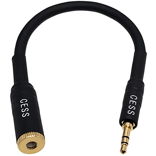 CESS-265 3.5mm Male to 4.4mm Female Adapter Cable, 6-Inch Soft Rubber Cable, Gold-Plated Connectors, Metal Housing with Heat Shrink Protection