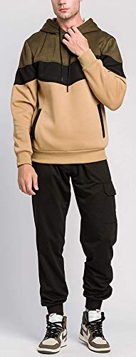 comefohome Mens Hoodie Pullover Color Block Sweatshirts Long Sleeve Hoody Drawstring Casual Tops with Pockets
