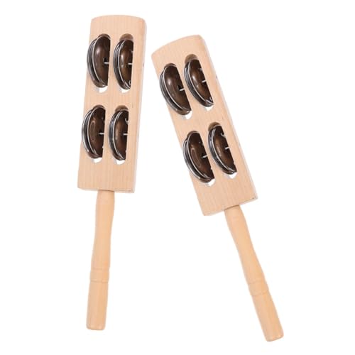 Yardwe 2Pcs Hand Bell Percussion Instruments for Indoor Play Jingle Sticks for Early Music Education Bonding Activities