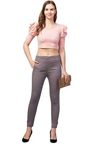 Image of Qute Women's Regular Fit Cotton Blend Casual Trousers (Pack of 1)