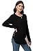 Tanmolo Damen Pullover Herbst Elegant Oberteile Langarm Strickpullover mit Knopfdetail und Kabelstruktur Leichter Arc-Saum Rundhals Pulli Schwarz, M