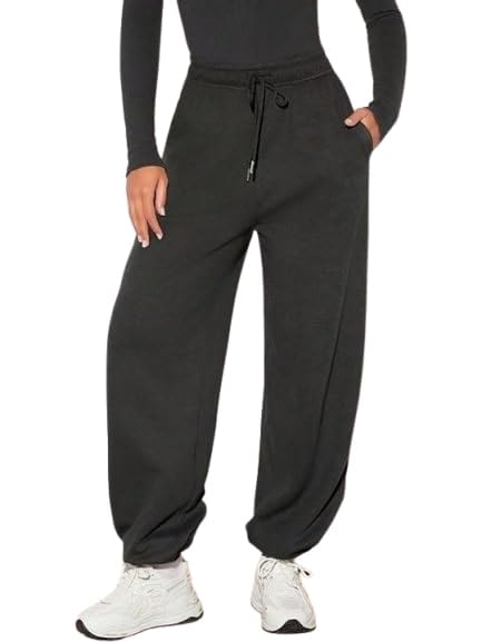 Image of Women?s Casual Black Jogger Pants ? Soft Pants with Adjustable Drawstring & Side Pockets