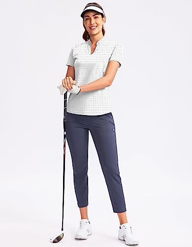 Image of Obla Women's Golf Polo Shirt V-Neck Short Sleeve Collarless Quick Dry Tennis Running T Shirt Golf Tops for Women
