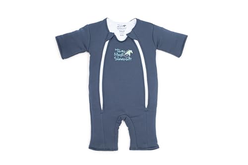 Image of Magic Sleepsuit Baby Merlin's Cotton Baby Swaddle Transition Product - Soft and Cozy Design, Double Zipper for Easy Diaper Changes, Promotes Safe Sleep, 3-6 Months - Navy Blue - Large 18-21lbs