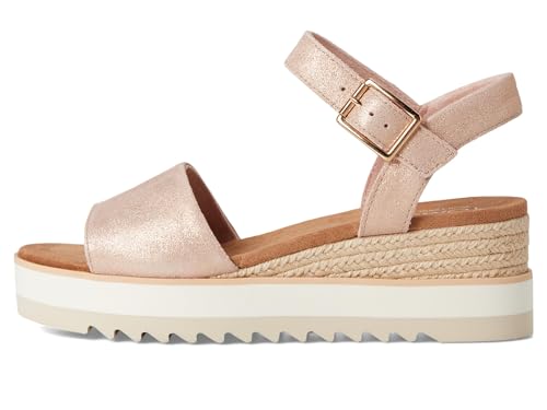 Image of TOMS Women's Diana Wedge Heel Sandal, Leather Upper, Rope-Wrapped Midsole, Adjustable Strap, Buckle, OrthoLite Insole
