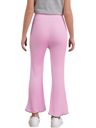 Jugaoge Kids Girls Ribbed Flared Leggings High Waist Bell-Bottomed Bootcut Yoga Pants Casual Solid Pants2