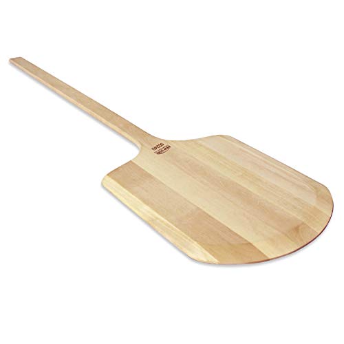Image of New Star Foodservice 50240 Restaurant-Grade Wooden Pizza Peel, 14 inch L x 12 inch W Plate, with 28 inch L Wooden Handle, 42 inch Overall Length