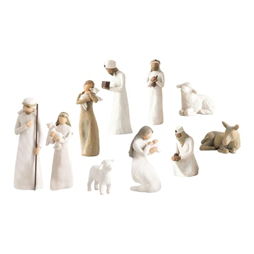 INACMWIH Figura de belén de Navidad, adorno tradicional del nacimiento de Jesús, 10 piezas