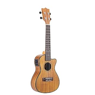 Btuty 24 pouces Cutaway Ukulélé Hawaii Guitar Instrument LED EQ Koa/contreplaqué Cowry Shell Brims/OX Bone Saddle / 4… - Les Beatles, Paul McCartney, John Lennon, RIngo Starr, George Harrison