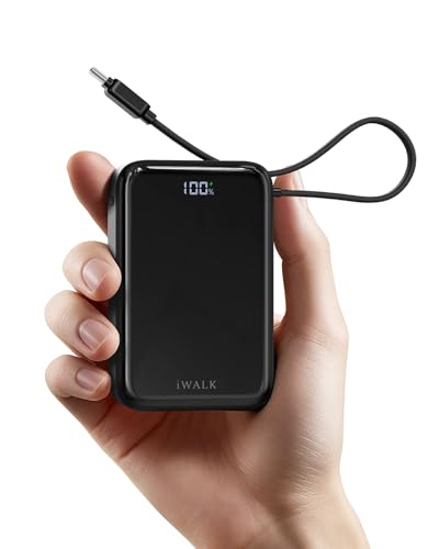 Image of iWALK Portable Charger, 10000mAh 45W PD Power Bank, USB C in&Out Fast Charging Battery Pack with Phone Stand, Travel Essential Powerbank for iPhone 17 16 15 14 13 12 Samsung S25 MacBook etc,Black
