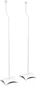 AVF Speaker Floor Stands for Speakers up to 11 lbs, Adjustable Height 31.75-42.2 Inch, Steel Speaker Stand Pair with Weighted Base, White, EAK80W-A