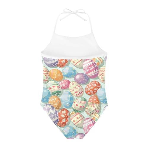 Image of KiuLoam Orange Pink Tropical Leaf Girls One Piece Swimsuit Quick Dry Beach Swim Bathing Suit for 3-8 Years Little Girls