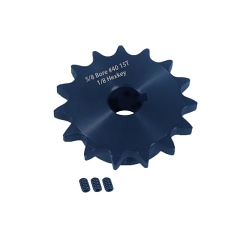 Image of #40 Roller Chain Sprocket 15 Tooth 5 /8 inch Bore (3 /16 inch Keyway) Black Oxide Rust-Proof with 3 Set Screws & Keyway for Mini Bike Go-Kart High Speed Racing Performance, Hardened 1045 Steel 40BS15-5 /8