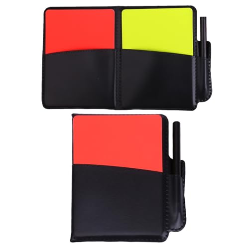FeiatPogra 1Pcs Referee Cards Set Red and Yellow Football Referee Cards with Record Sheets Pencil and Card Wallet Sports Referee Kit