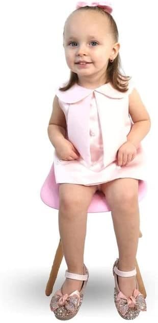 Girl's Satin Dress Above The Knees Sleeveless Dress with Pearl Details Summer Dress2