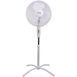 Ventilador Pie Hipercor EXTRASTAR 50W Ventilador de Pie, Ventilador Silencioso, 3 Velocidades, Diámetro 45 cm, 3 Aspas, Oscilación de 90 grados. Altura Regulable, Máxima 1.25 m, Blanco, 1PC