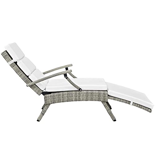 Modway Envisage Outdoor Patio Wicker Rattan Chaise Lounge In Light Gray White #TOP6