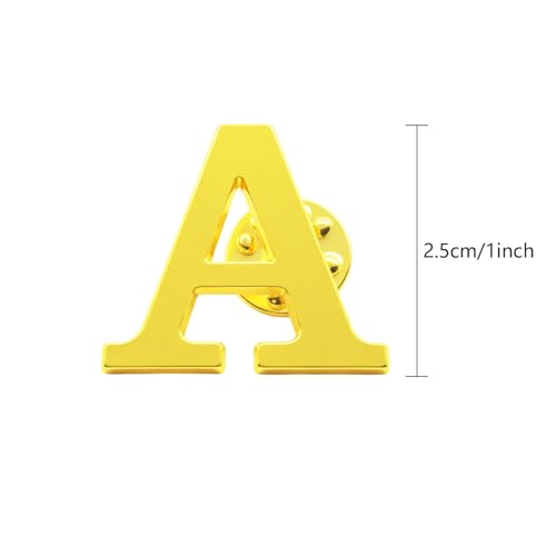 Image of 10Pack A-Z 26 Letters Pins Brooches Silver Plated Metal Broaches Pins-GOLD Initial Breast Brooch pin Tack Name Personalized Gifts for Women Men