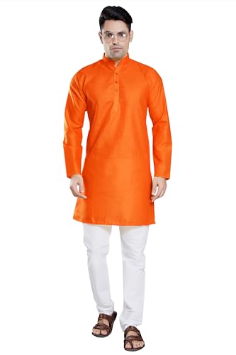 Image of DIVISIVE Men's Plain Cotton Blend Linen Slim Fit Kurta Pyjama Set