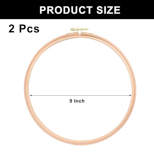 Image of Murtenze 9 inch Embroidery Hoop Round Beech Wood Cross Stitch Hoop, Hand Embroidery and Cross-Stitch Tools for DIY Embroidery Floss Starter of Sewing Art Kits Crafts(2 Pack)