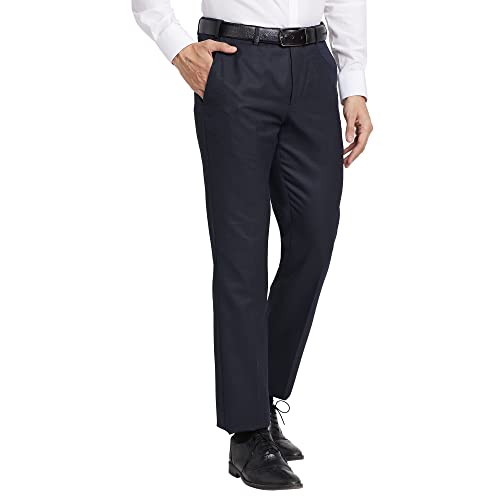 Image of Park Avenue Men's Polyester Blend Dobby Pattern Smart Fit Flat Front Formal Trouser
