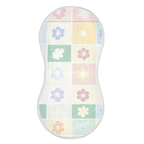 4 Pack Small Flowers Muslin Burp Cloths Cotton Absorbent Baby Burping Rags for Boys Girls Soft Newborn Burp Bibs, 22 x 11 Inch