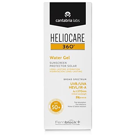 Heliocare 360° Water Gel SPF50+ 50ml / Sun Cream For Face/Daily UVA, UVB Visible light and infrared-A Anti-Ageing Sunscreen Protection/Dry and Normal Skin Types/Hydrating Cover
