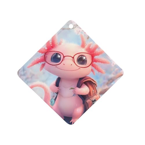 Cute Axolotl Cherry Flower Car Air Freshener Hanging Aromatherapy Tablets for Car Accessories Rhombus