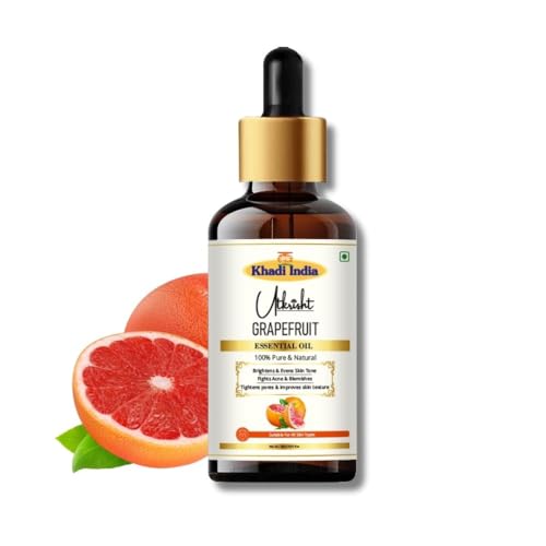 Image of Khadi Grapefruit Essential Oil 15ml | Pure & Natural Oil for Aromatherapy, Skin & Hair Care, Muscle, Joint Massage, Relaxation | Soap Making & DIY | Suitable for All Skin Types | Men & Women