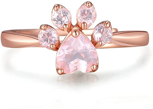 Anello con zampa di gatto Anello con stampa a zampa Anello regolabile rosa per le donne amanti dei gatti Durable and Fashion