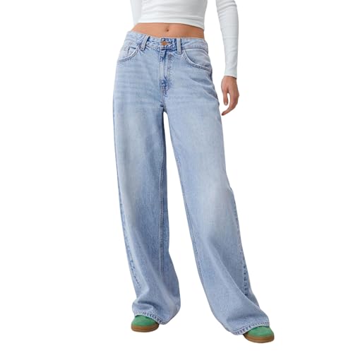 Women's Baggy Boyfriend Denim Pants Y2k Low Rise Wide Leg Straight Jeans Casual Loose Mom Jeans Trousers