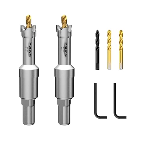 Mollom 1/2" (13mm) 2Pcs Heavy Duty Carbide Hole Saw with 3 Pilot bit
