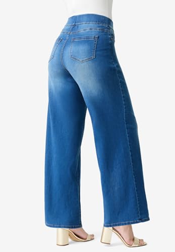 Roaman's Women's Plus Size Tall Plus Size 360&Deg; Stretch Wide Leg Jean3