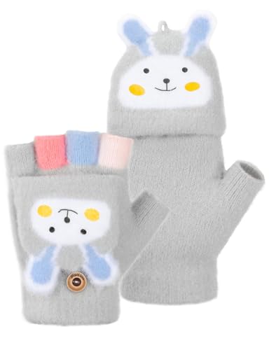 Melliex Kaninchen-Grau Klappbare Kinderhandschuhe