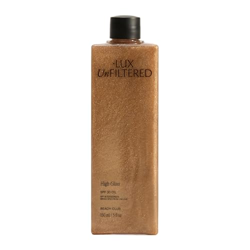 + Lux Unfiltered High Gloss N30 Shimmer Body Oil with SPF 30 - Instant Bronze Shimmering Body Oil Tanning Oil with SPF Broad Spectrum Sunscreen SPF 30 - Jojoba & Grapeseed Oil - Oxybenzone Free