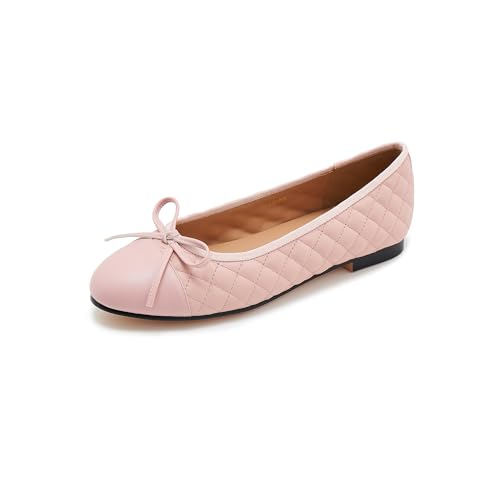 Image of Women's Cap Toe Ballet Flats Two Tone Bow Flats Round Toe Shoes for Women Slip on Casual, Work, Dress Flats Pumps for Women