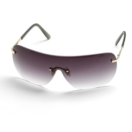 Futuristic Rimless Y2K Sunglasses for Women Men Fashion Wrap Around Frame Trendy Shield Frameless Square Sunglasses