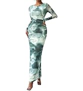 PRETTYGARDEN Fall Dresses for Women 2025 Long Sleeve Floral Mesh Sexy Bodycon Homecoming Wedding ...