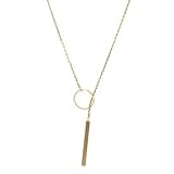 LiangXuanChen Women's Simple Gold/Silver Ring Circle Bar Pendant Shiny Alloy Short Necklace