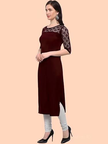 Image of Women's Crepe A-line Straight Kurtis, Plain Casual Wear Kurtis