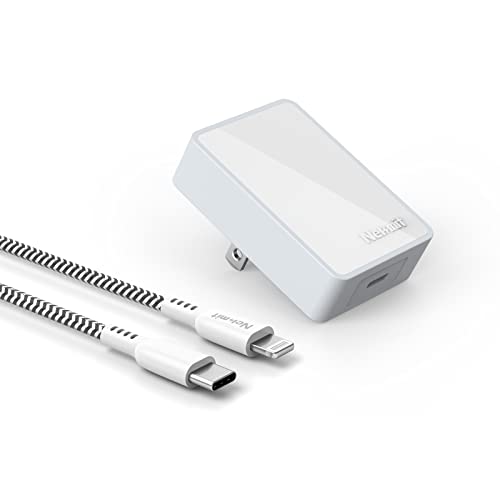 Nekmit 20W USB-C Charger with Extra Long Nylon Braided USB-C to Lightning Cable [6ft MFi Certified], Foldable Fast Power Adapter for iPhone 13/13 Pro/12/12 Pro/11/iPad/AirPods Pro
