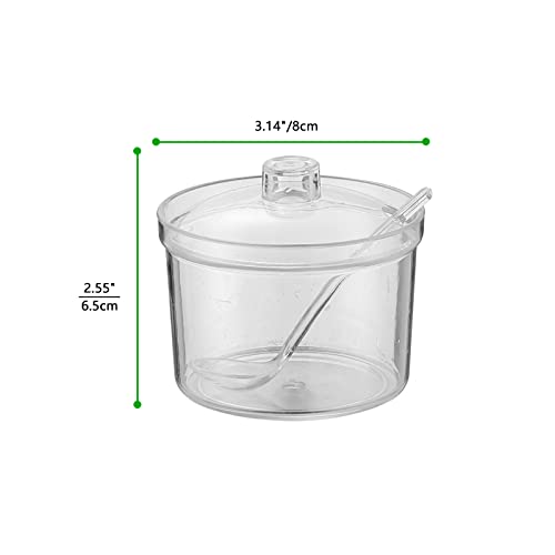 4 Pack Acrylic Sugar Bowl With Lid And Spoon For Sugar, Salt, Tea, Spices, Herbs, Condiments, Sugar Jar Dispenser | Condiment Container | Seasoning Box | Spice Container (7.1 Oz) #TOP1